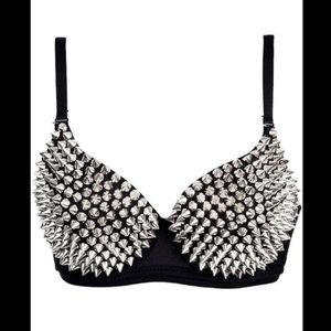 Studded Black Bra